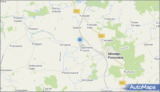 mapa Dąbrówka Pruska, Dąbrówka Pruska na mapie Targeo